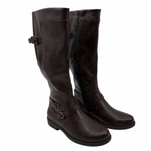 Yuu Memory Foam Women's Brown Leather Knee-High Riding Boots Size 7